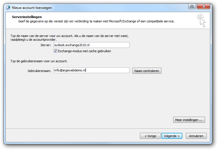 Handmatig Configureren Hosted Exchange 2010 in Outlook Argeweb